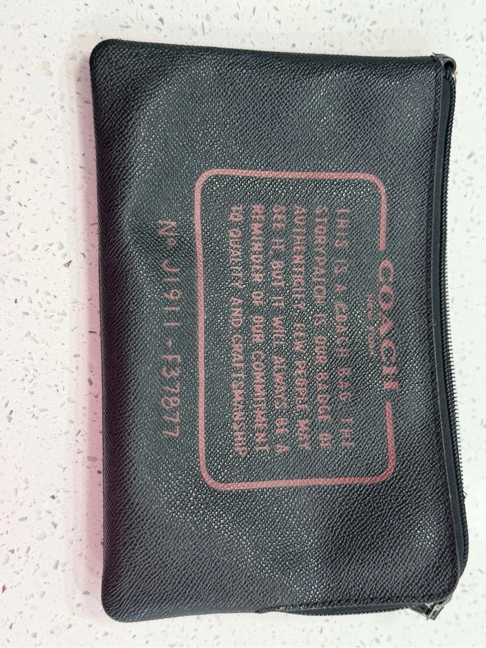 Coach Black Wristlet Pouch with Pink Logo Print
